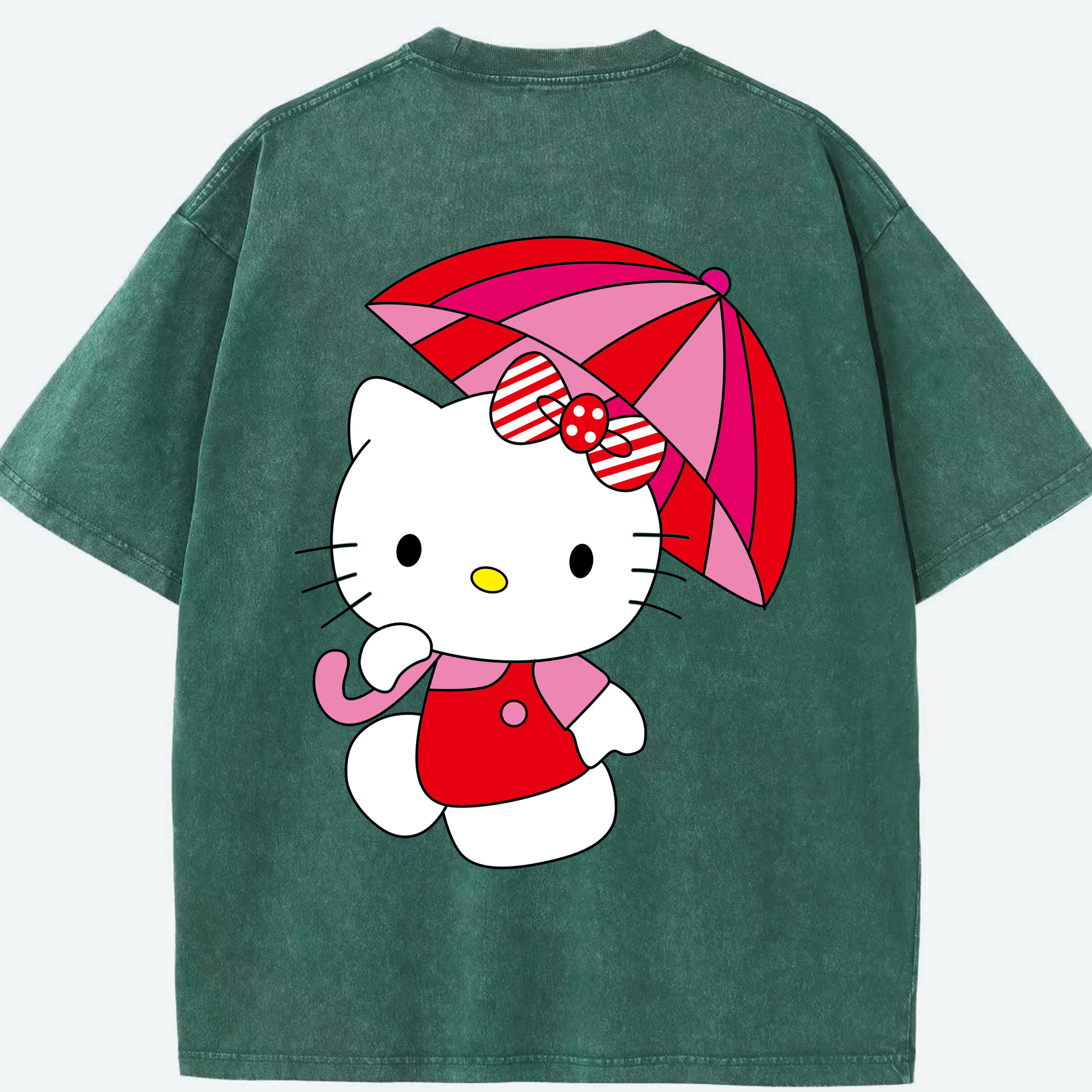 （画像用） Hello Kitty ハローキティ 綿100% ヴィンテージ風 半袖Tシャツ（背面プリント）